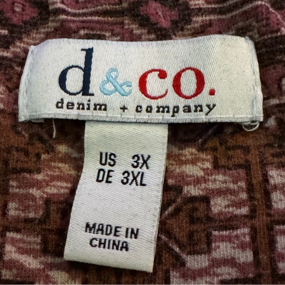 D&Co Denim & Co 3X Shirt Top Pink Aztec Striped Sleeveless Scoop Neck Stretch - Picture 5 of 6